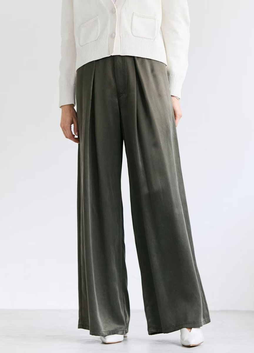 質感打褶高腰寬褲